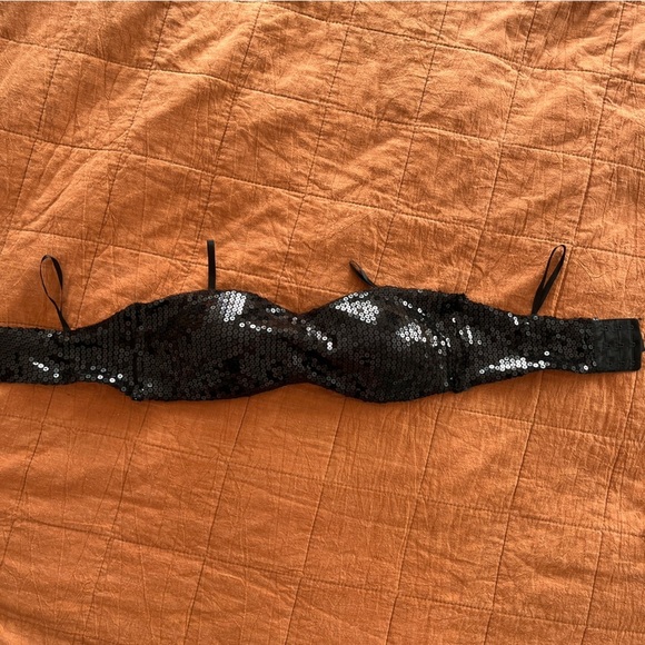 NWOT Black Sequin Bandeau Bra - Picture 2 of 8